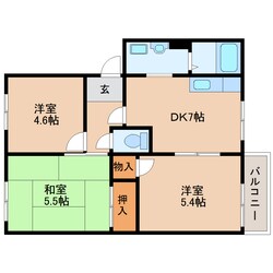 東生駒駅 徒歩18分 2階の物件間取画像